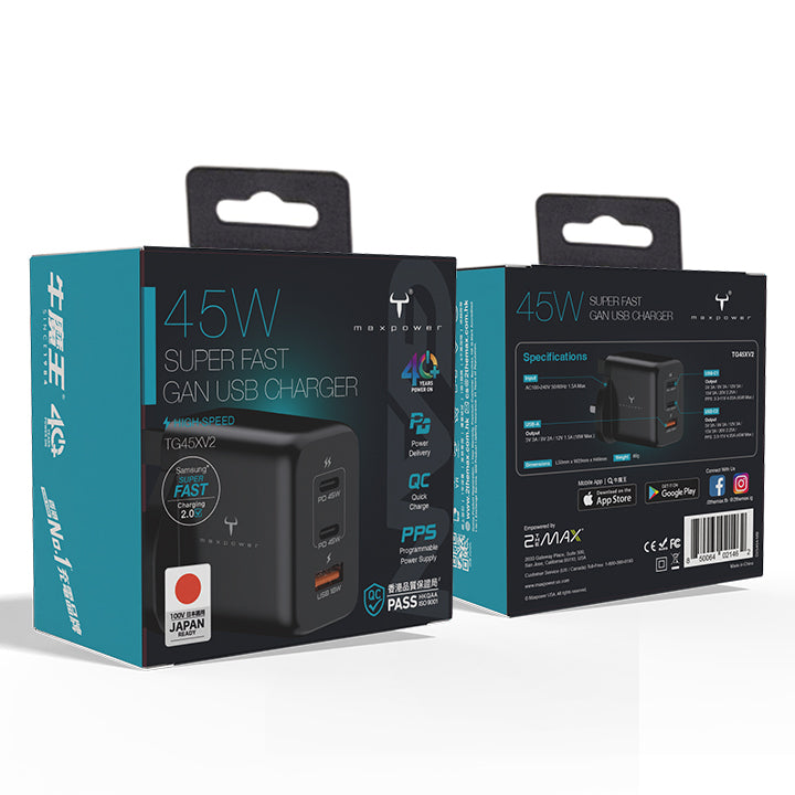 牛魔王 TG45XV2 45W 3 位 GaN USB 充電器